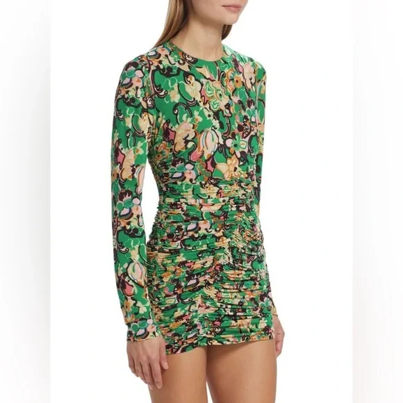 green emerald velvet dress Basel Embellished Strapless Cowl-Neck Mini Dress in Emerald Green